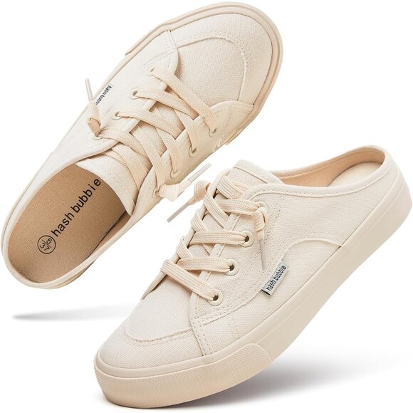 Shoes - Women's Beige Comfortable Backless Close Toed Mules Sandals Sneakers Shoes